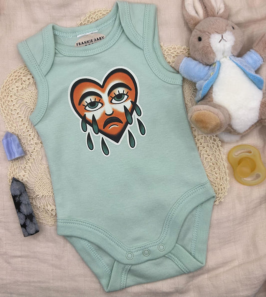 Sleeveless Onesie - Green Weeping Heart
