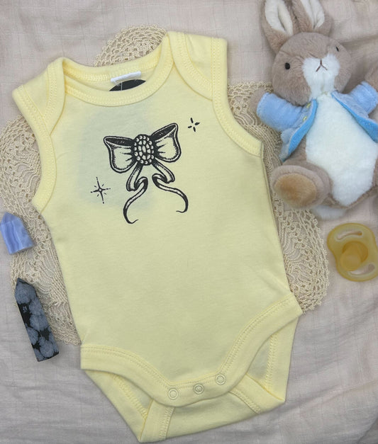 Sleeveless Onesie - Yellow Bow