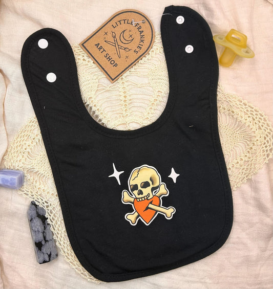 Black Fleece Bib - Skull Heart Sparkles