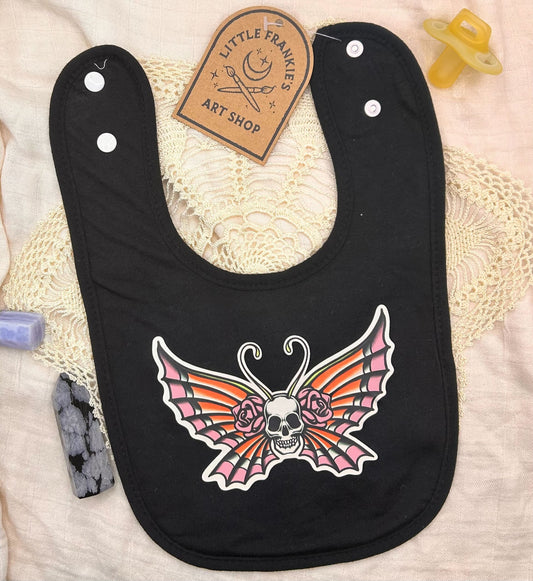 Black Fleece Bib - Butterfly Skull