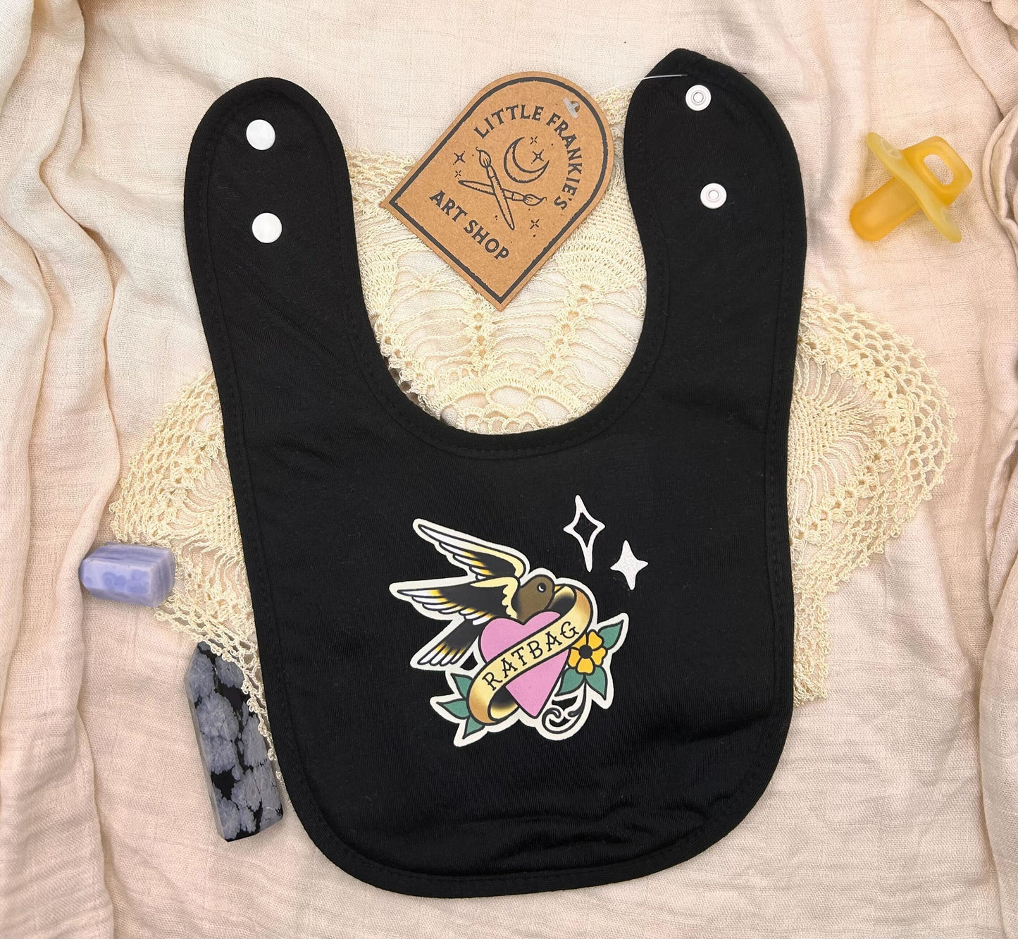 Black Fleece Bib - Ratbag Swallow Sparkles