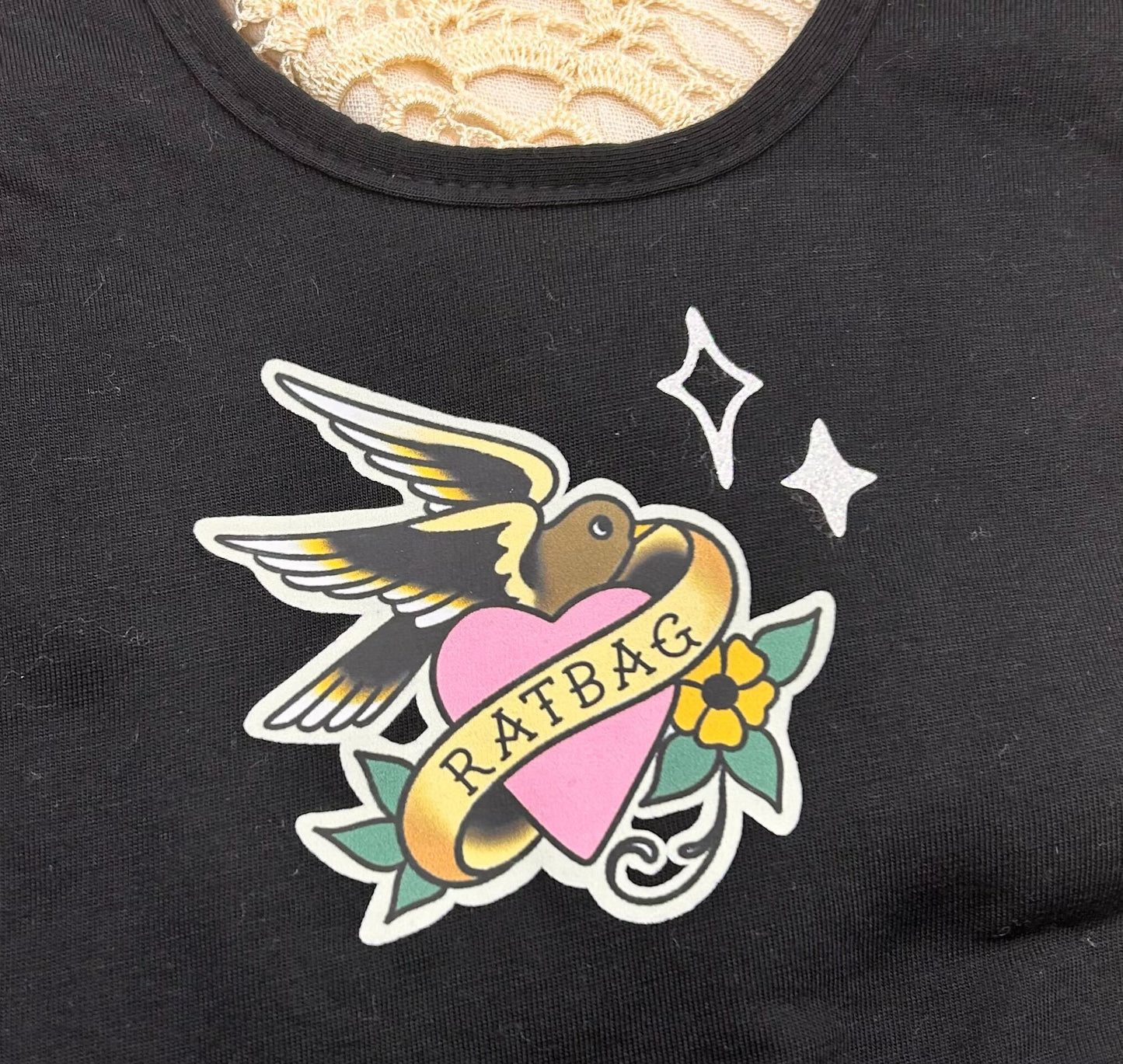 Black Fleece Bib - Ratbag Swallow Sparkles