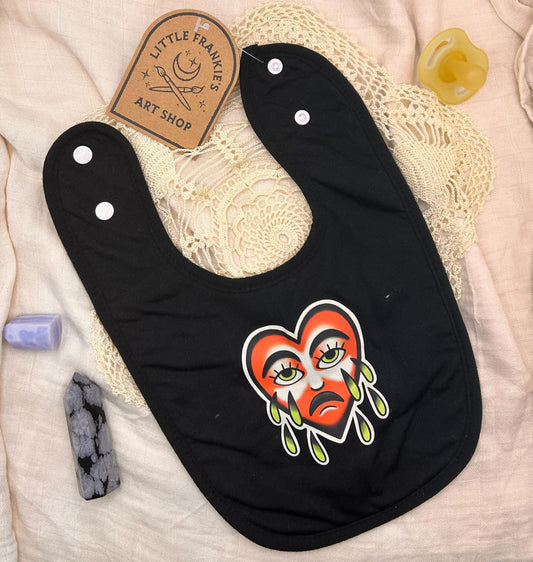 Black Fleece Bib - Red Weeping Heart