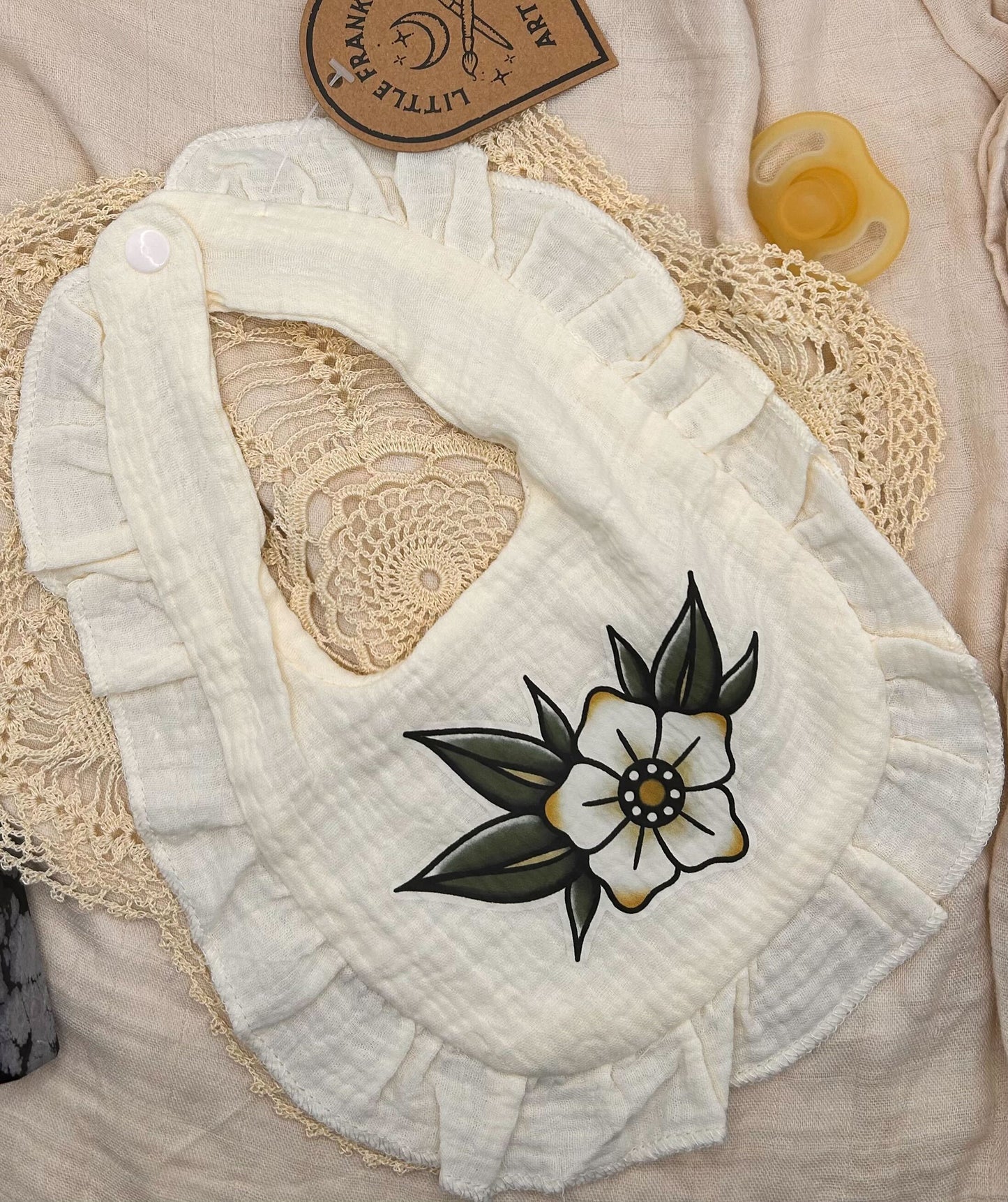 Muslin Frill Bib - Yellow Blossom