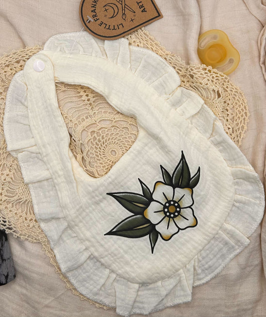 Muslin Frill Bib - Yellow Blossom