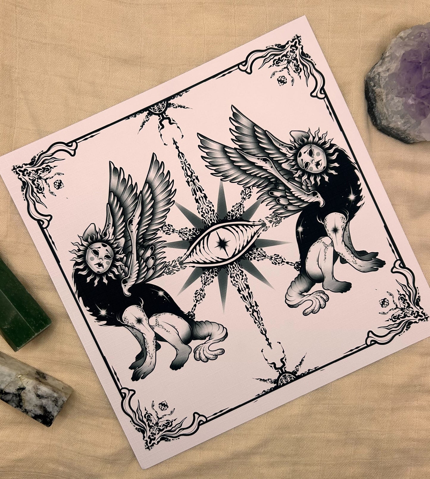 Scary Doll Face - Art Print by Hannah Ink