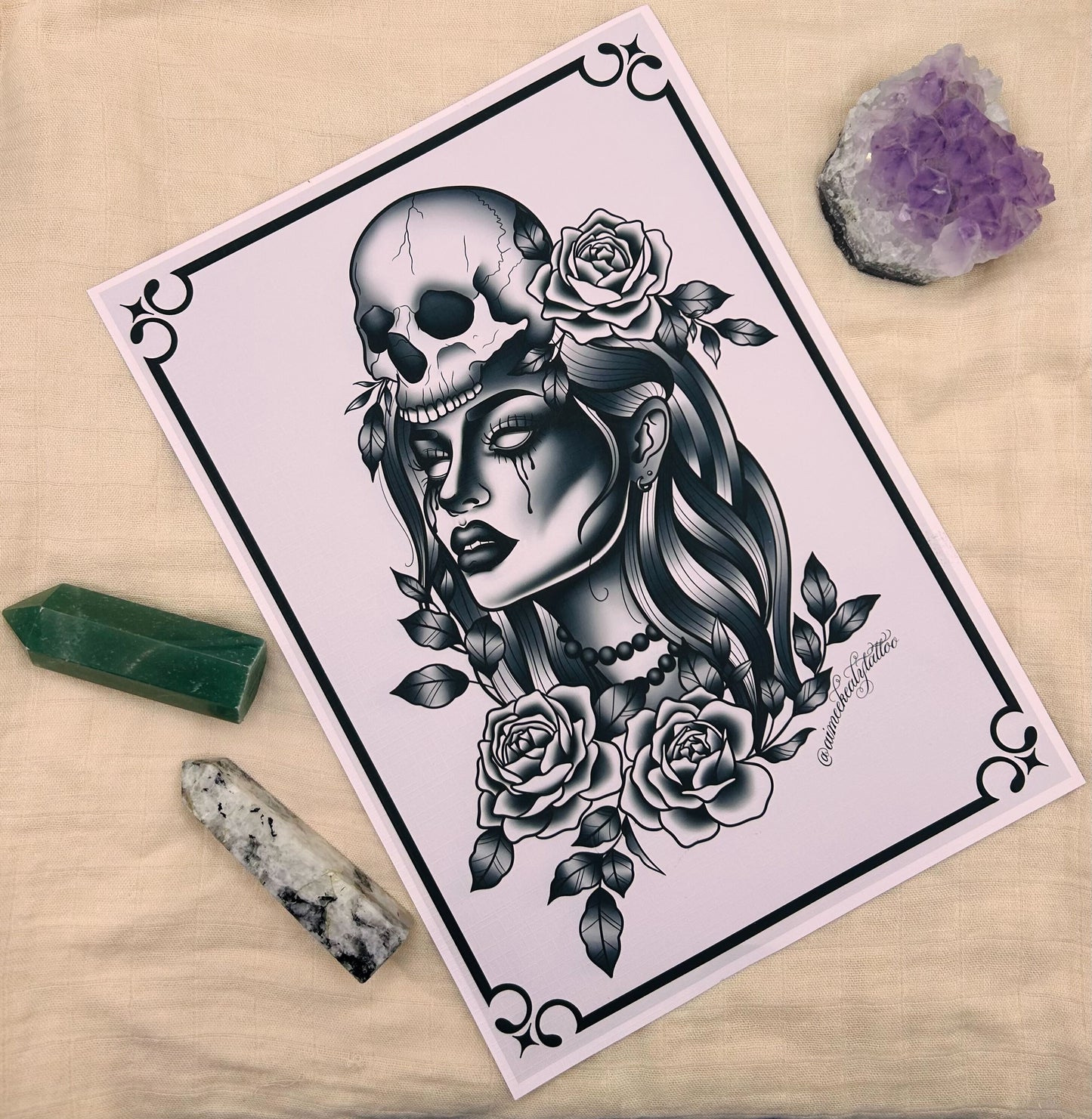 Skullhead Lady - Art Print by aimeekealytattoo