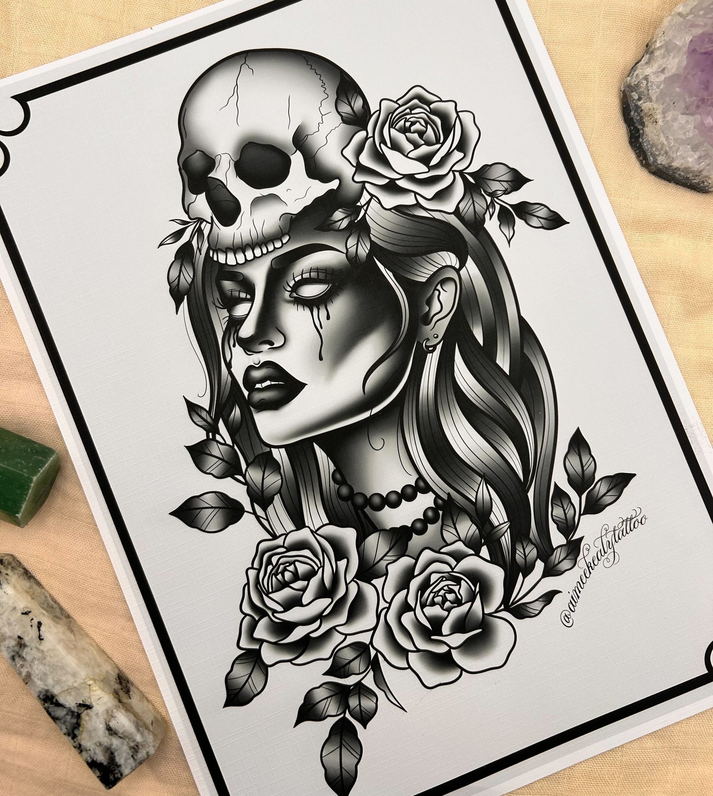 Skullhead Lady - Art Print by aimeekealytattoo