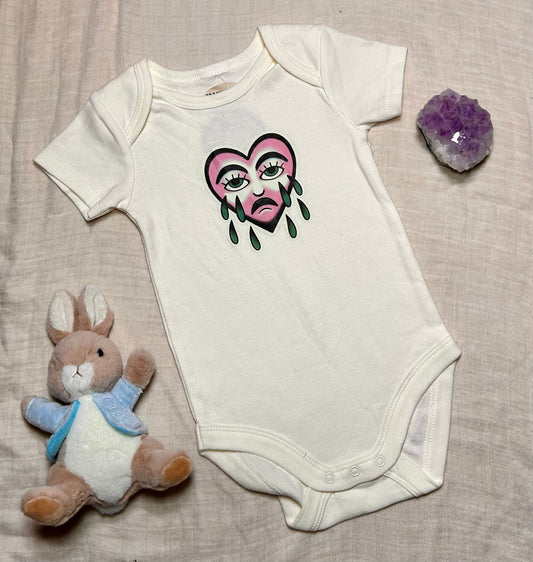 Short Sleeve Onesie -  Weeping Heart - Yellow