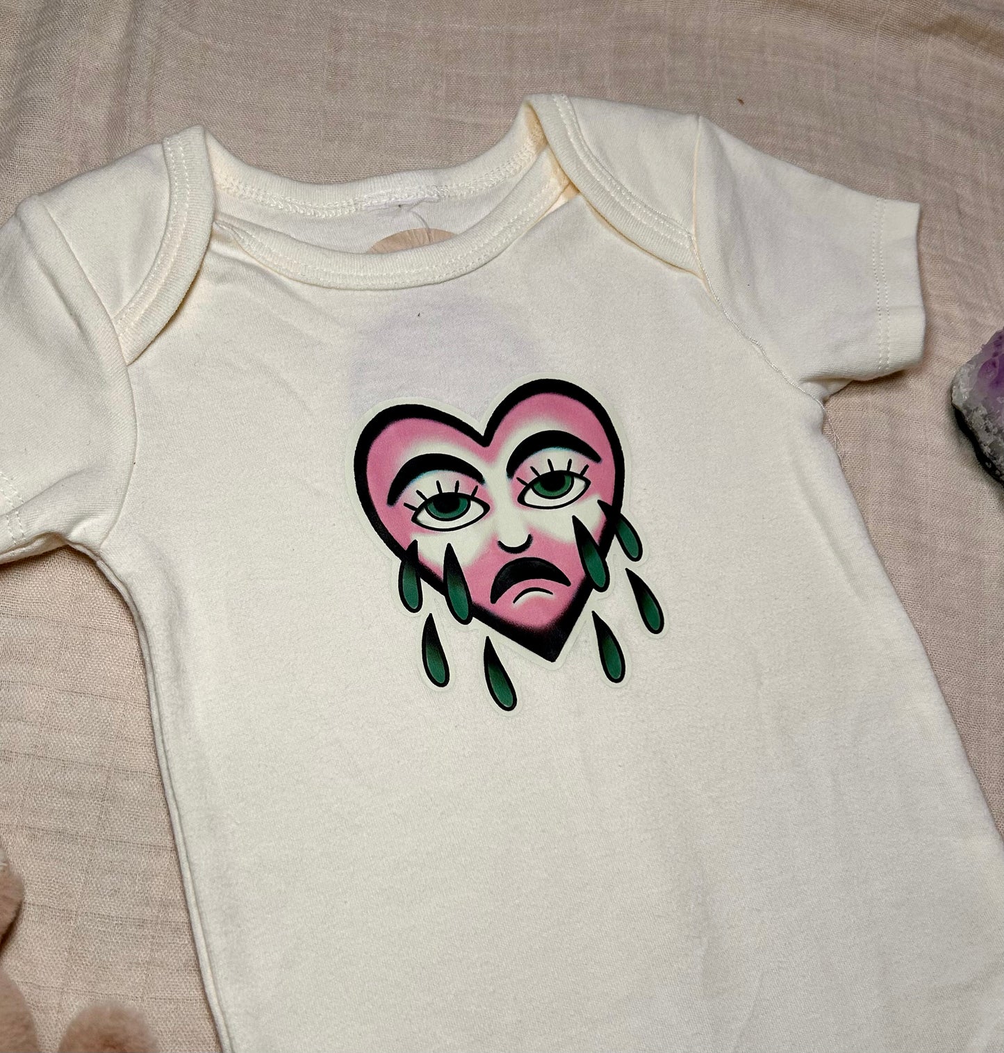 Short Sleeve Onesie -  Weeping Heart - Yellow