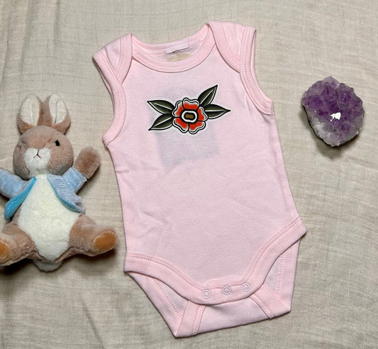 Sleeveless Onesie - Pink Trad Blossom