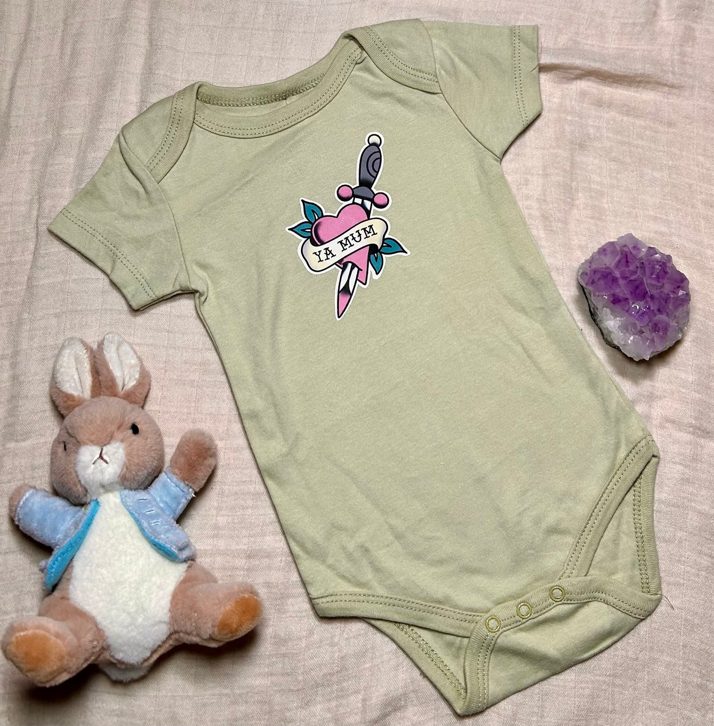 Short Sleeve Onesie - 'Ya Mum' - Green