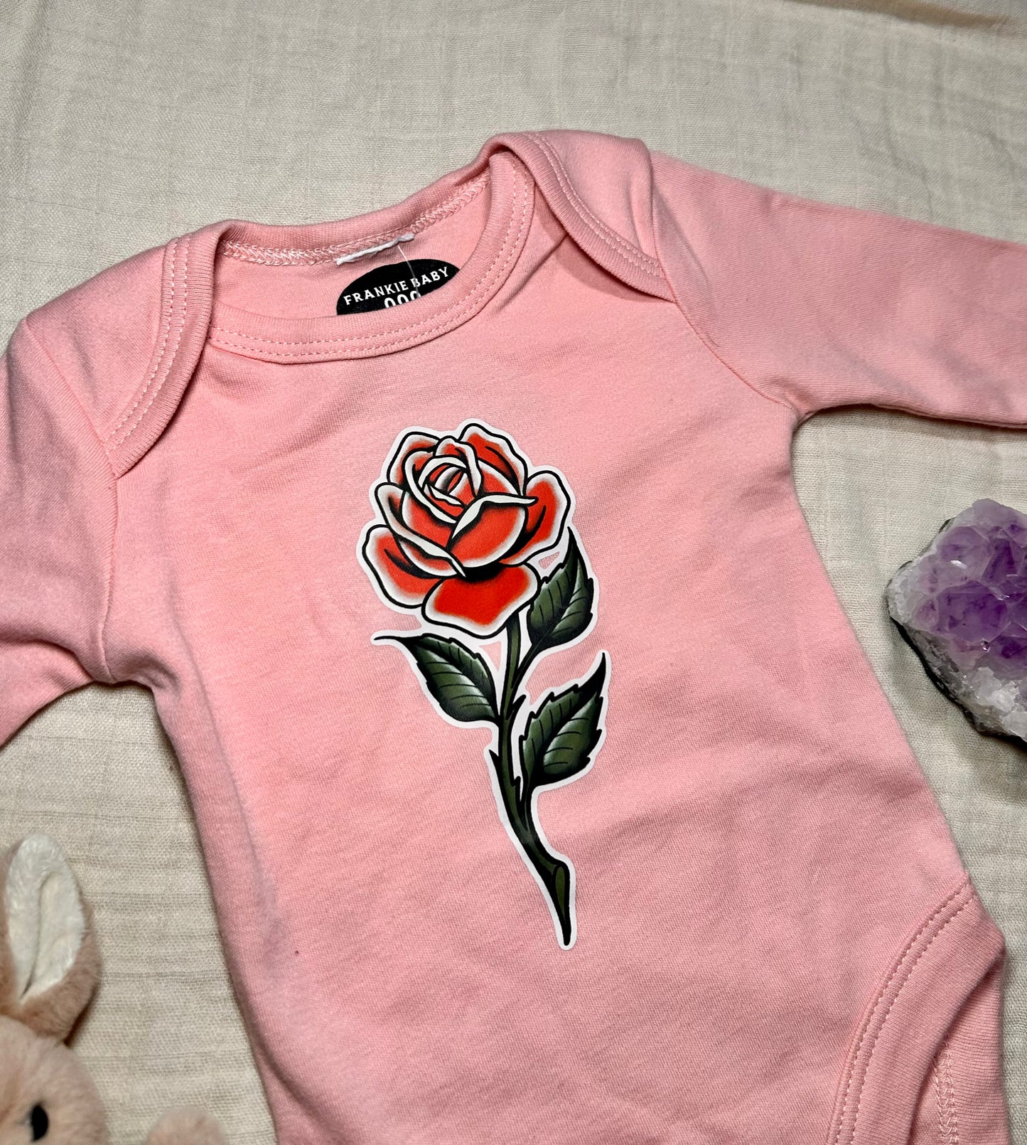Long Sleeve Onesie - Pink Rose