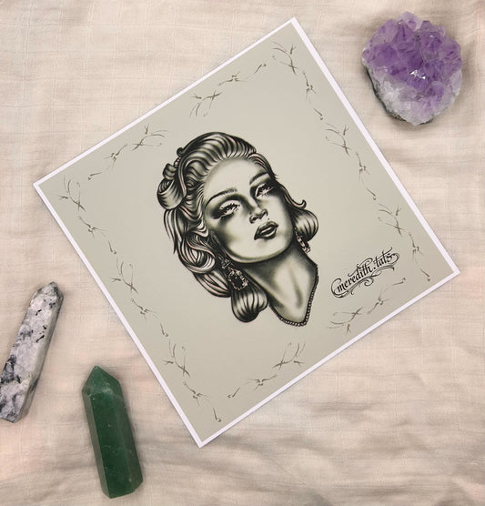 Pretty Lady - Square Art Print by meredith.tats
