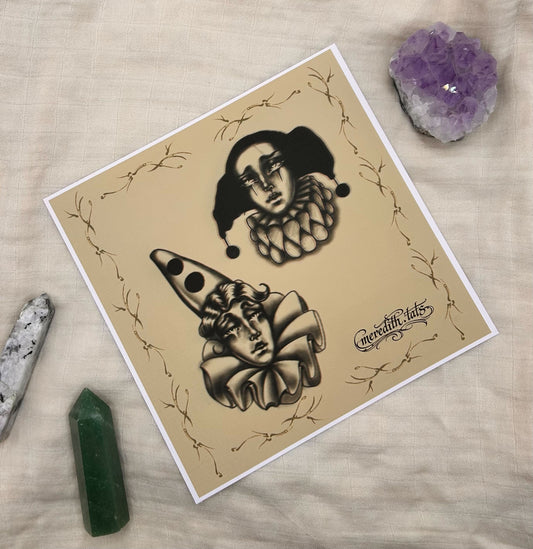 Clowns - Square Art Print by meredith.tats