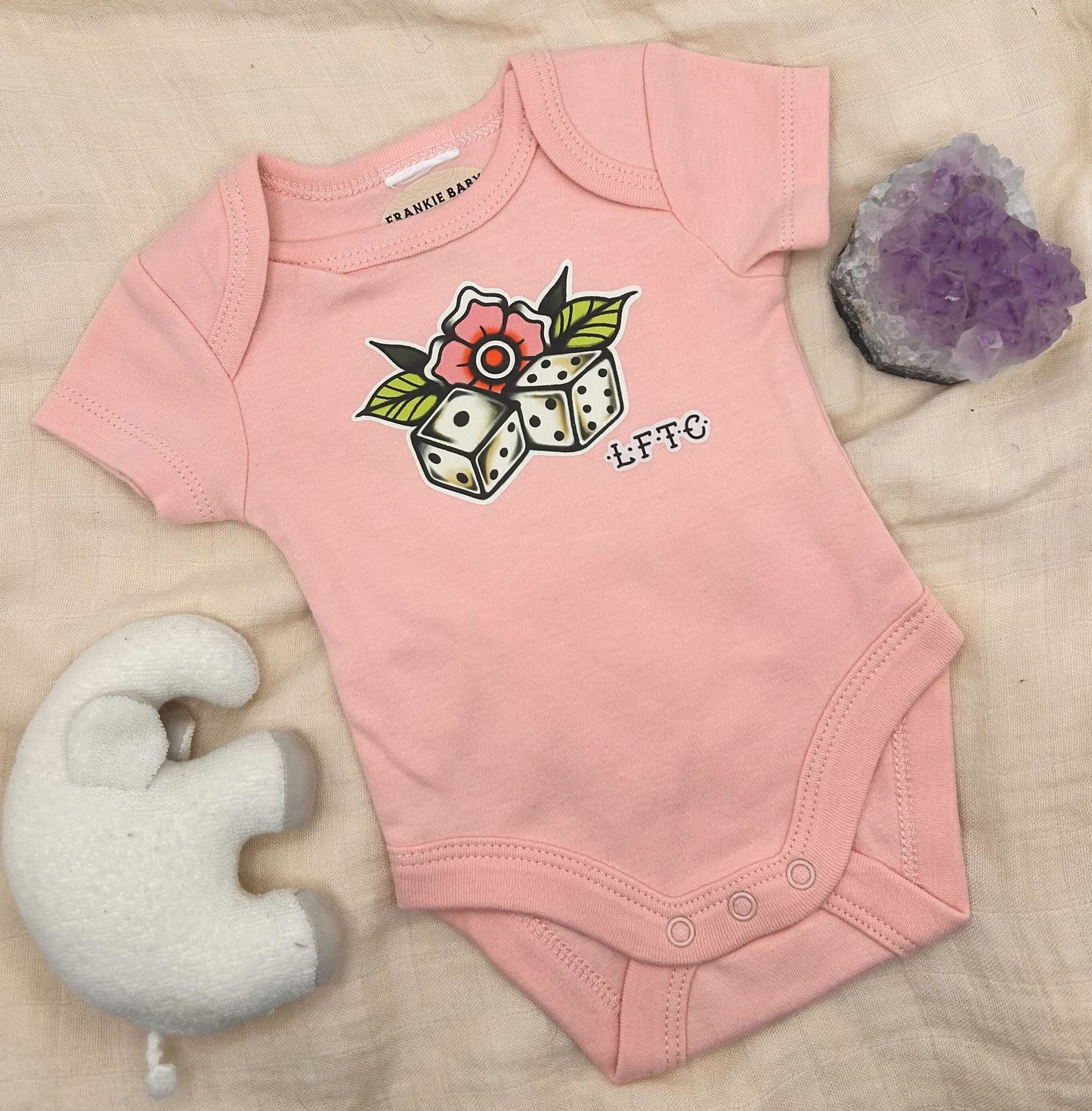 Short Sleeve Onesie - Blossom Dice - Pink