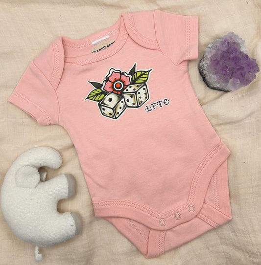 Short Sleeve Onesie - Blossom Dice - Pink