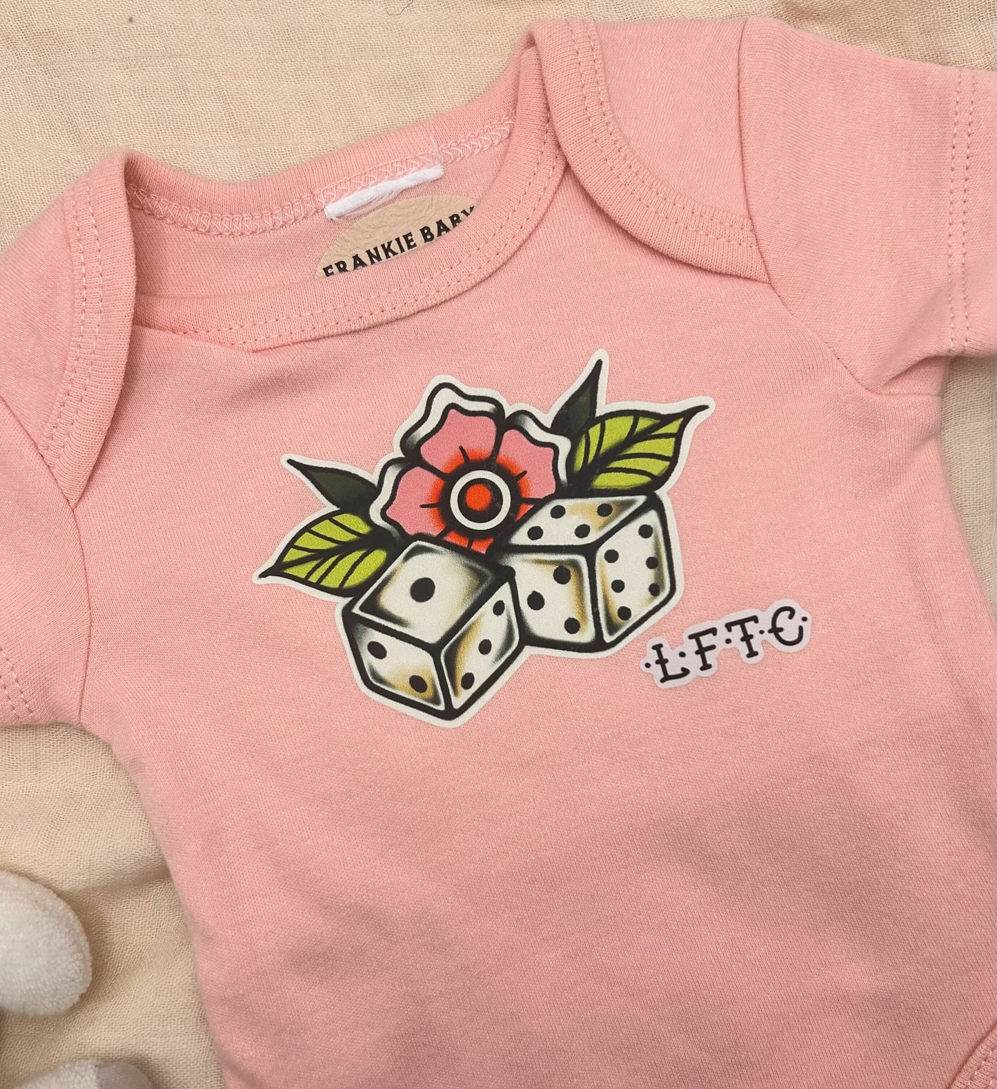 Short Sleeve Onesie - Blossom Dice - Pink