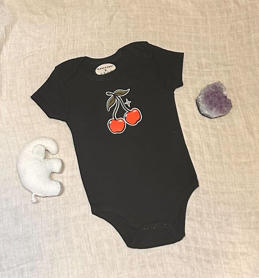Short Sleeve Onesie - Cherry - Black
