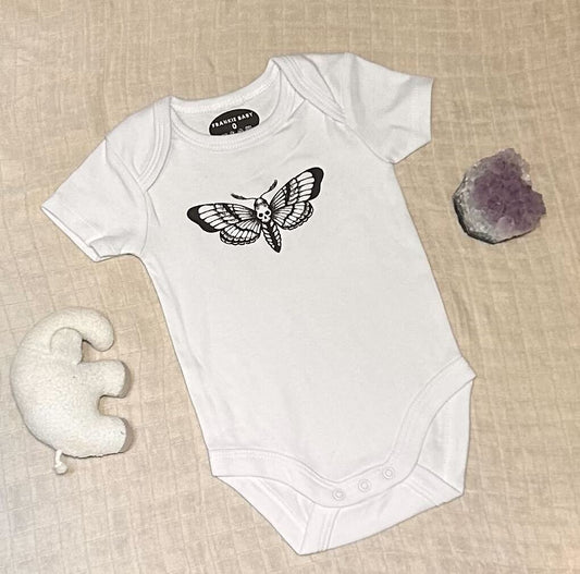 Short Sleeve Onesie - Death Moth - White
