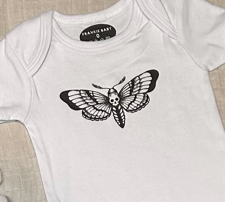 Short Sleeve Onesie - Death Moth - White
