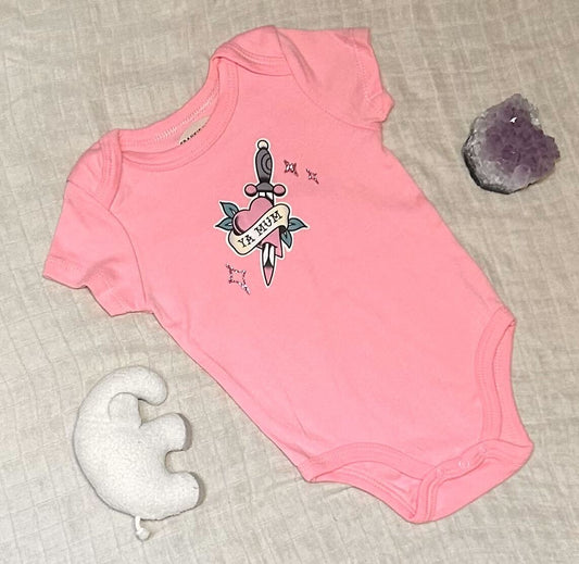 Short Sleeve Onesie - 'Ya Mum' with Sparkles - Pink