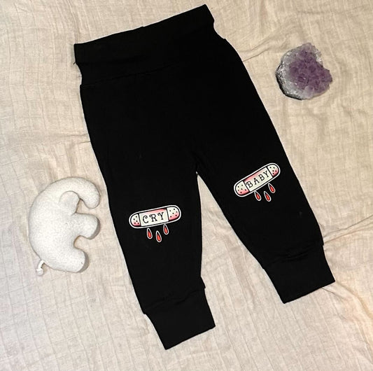 Cotton Drawstring 'Knee Stamp' Pants - Cry Baby