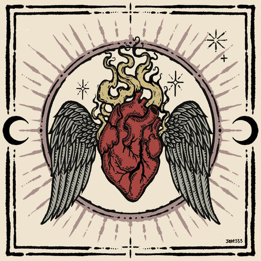 Winged Heart - Square Art Print by Jade333