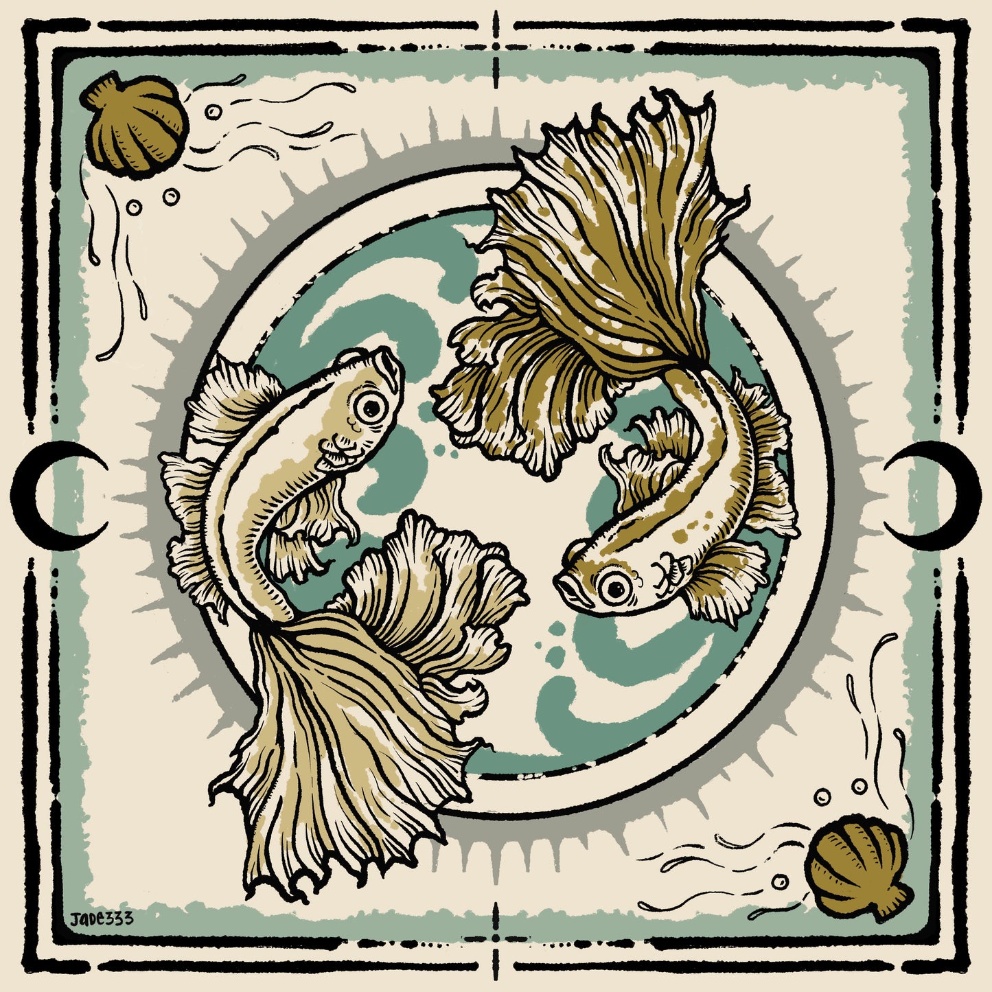 Pisces Fish - Square Art Print by Jade333