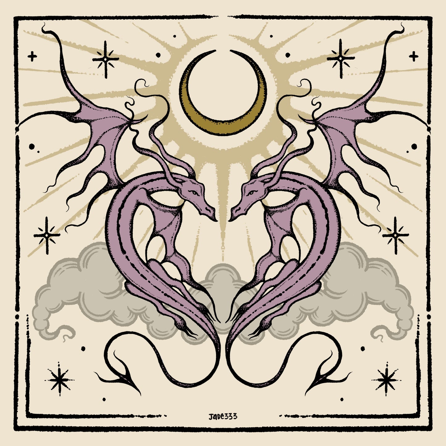 Heart Dragon - Art print by Jade333
