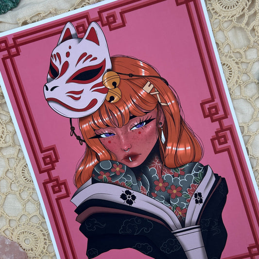 Kitsune - Art Print by TattuBunny