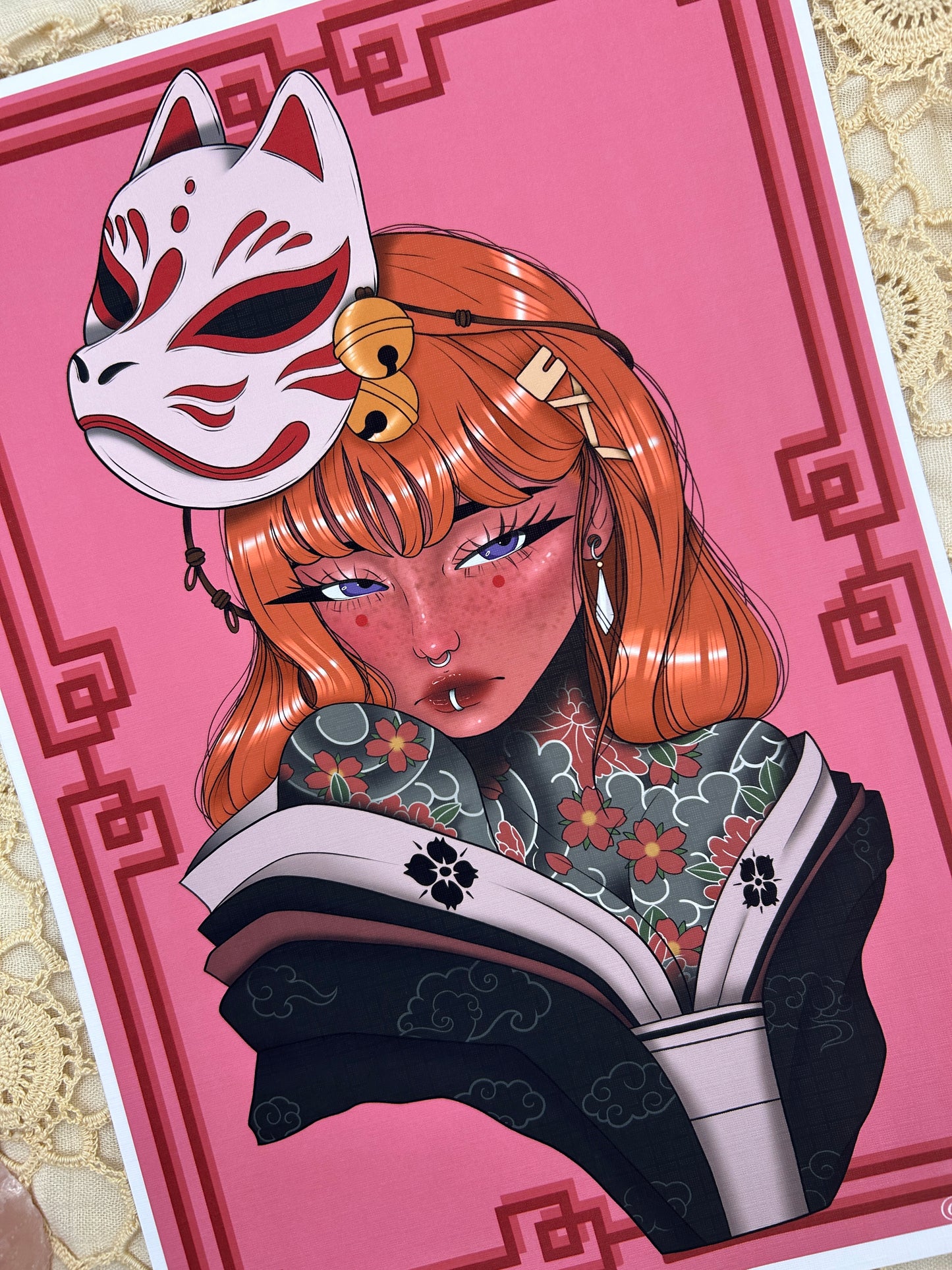 Kitsune - Art Print by TattuBunny