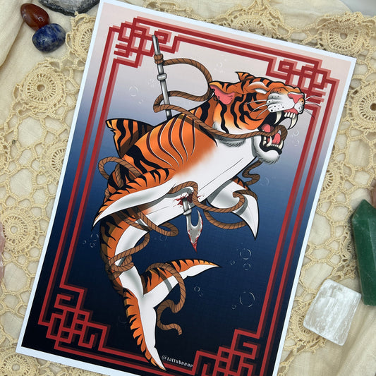 Tiger Shark - Art Print by TattuBunny