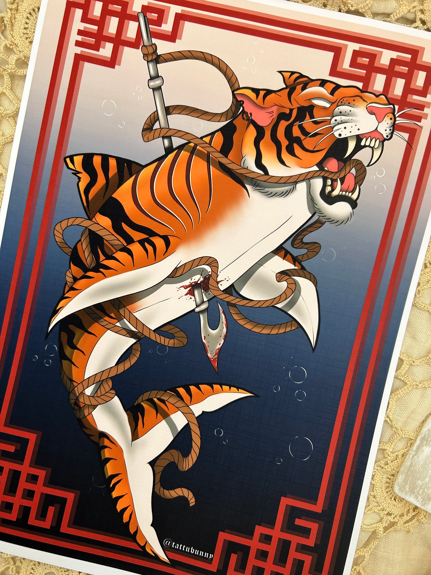 Tiger Shark - Art Print by TattuBunny