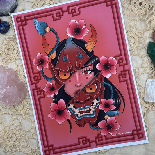 Hannya Split - Art Print by TattuBunny