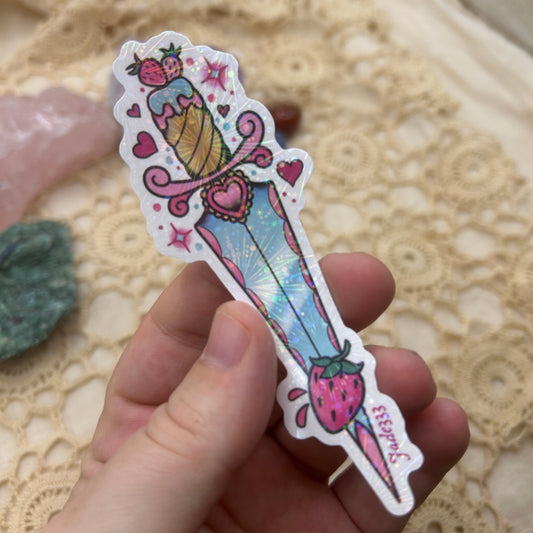 Jade333 - Strawberry Dagger Sticker - Holographic