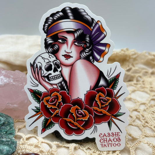Trad Lady Tattoo Sticker