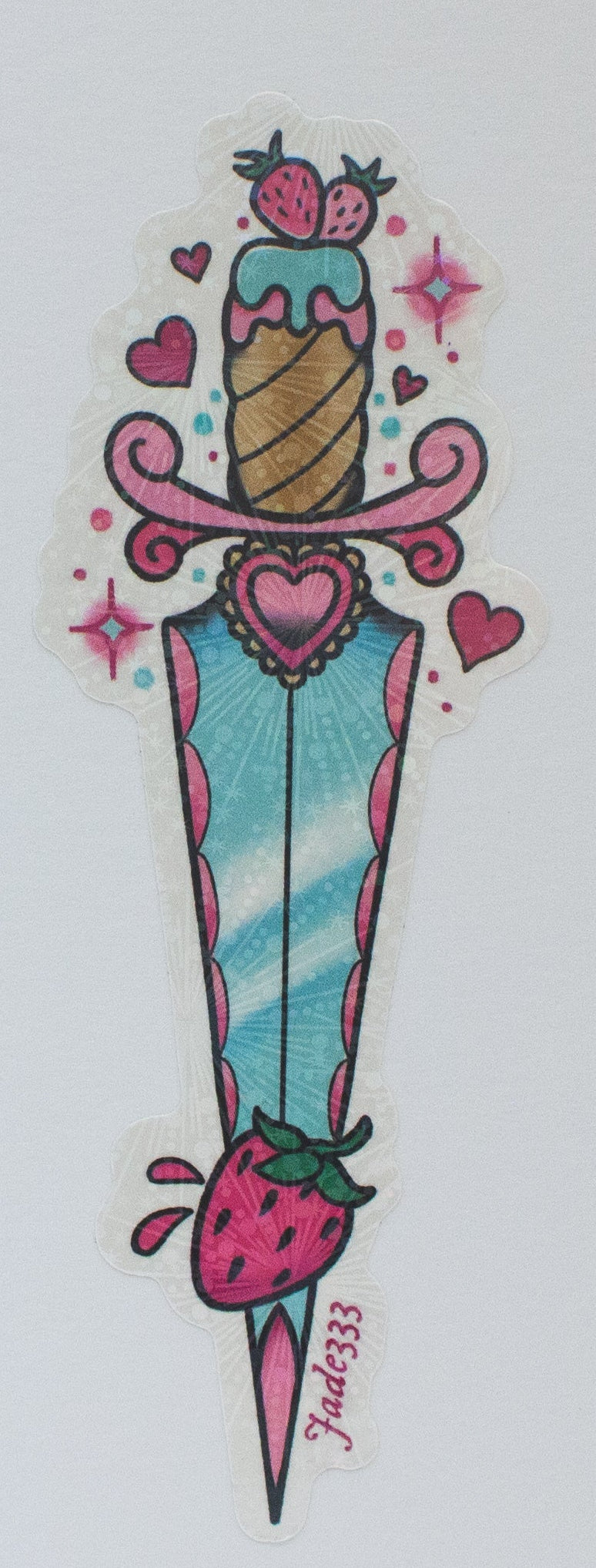 Jade333 - Strawberry Dagger Sticker - Holographic