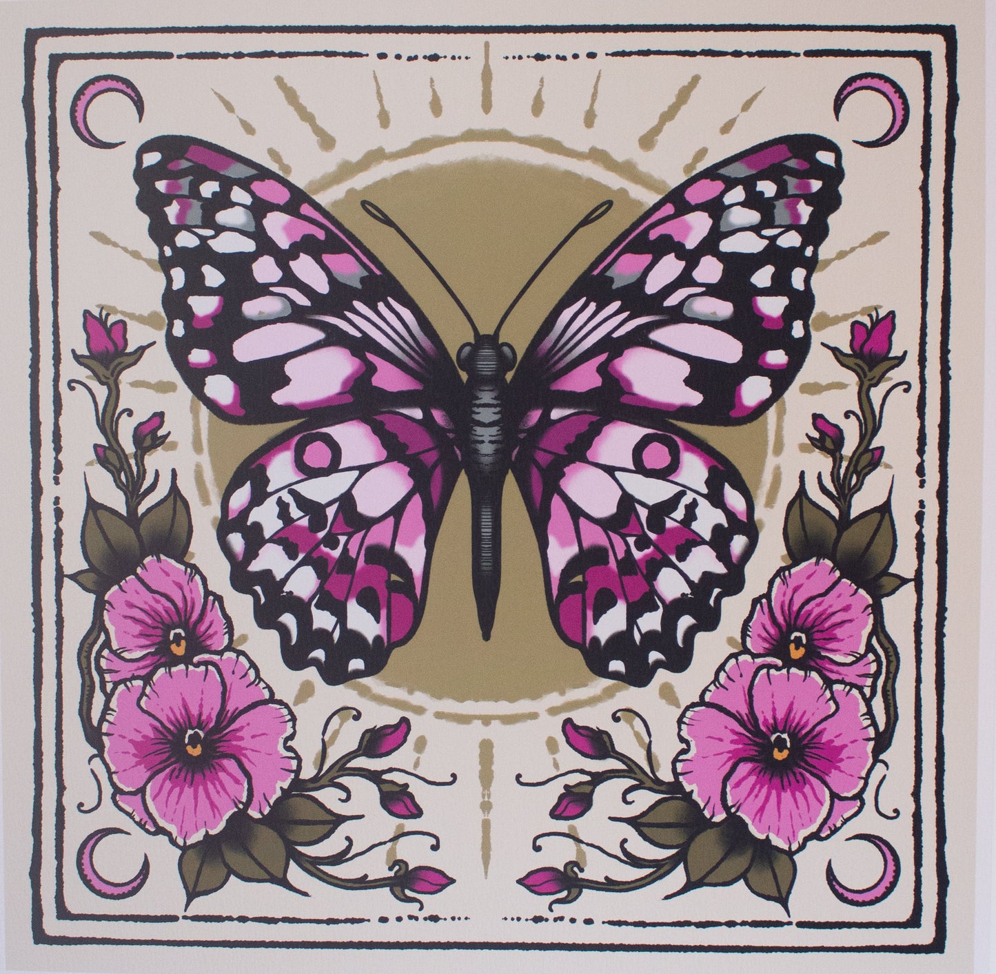 Magenta Butterfly - Art print by Jade333