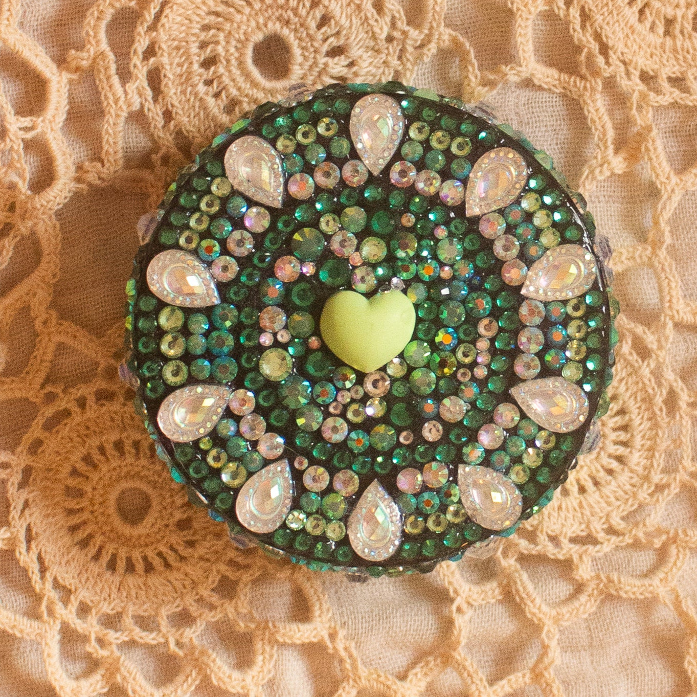 Green Diamante Stash Tin