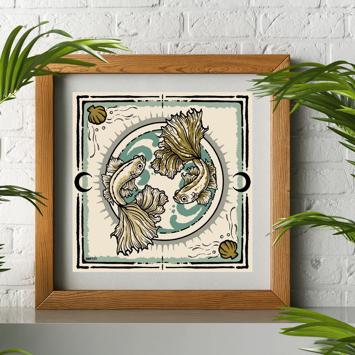 Pisces Fish - Square Art Print by Jade333