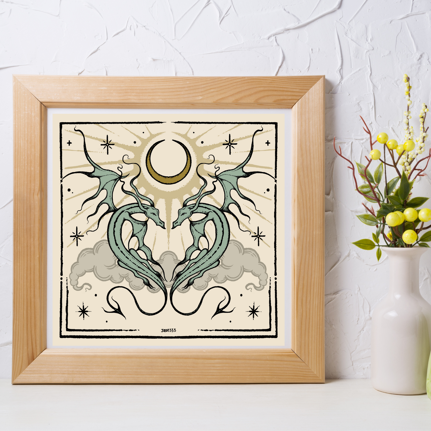 Heart Dragon - Art print by Jade333